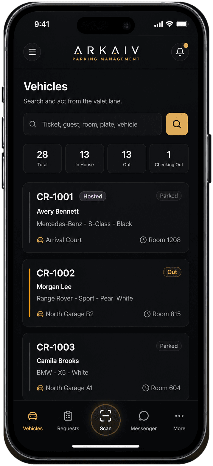 Arkaiv PAW mobile vehicle operations screen